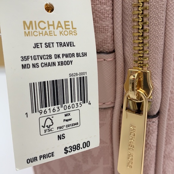 MICHAEL KORS Jet Set Travel Medium Logo Crossbody Bag DARK POWDER BLUSH COLOR - Picture 5 of 16
